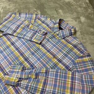 Ralph Lauren Mens‎ L Blue Multi-colored Plaid Long Sleeve Button Down Shirt